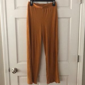 Orange ribbed flare pants